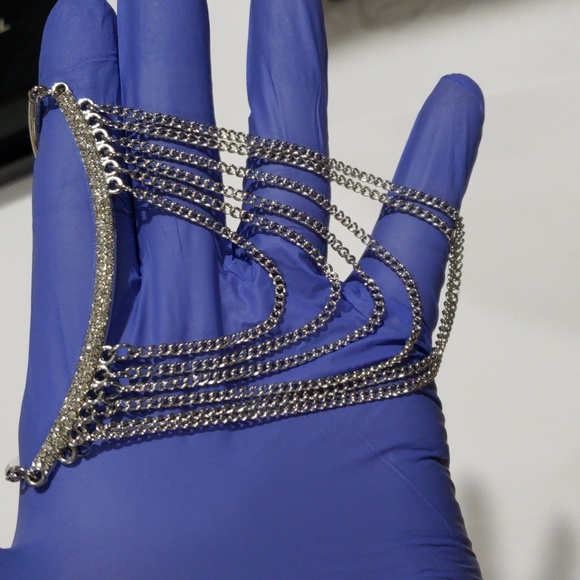 Elegant Silver-Tone Multi-Layer Chain Statement Necklace Women's Fashion Jewelry - Picture 7 of 8